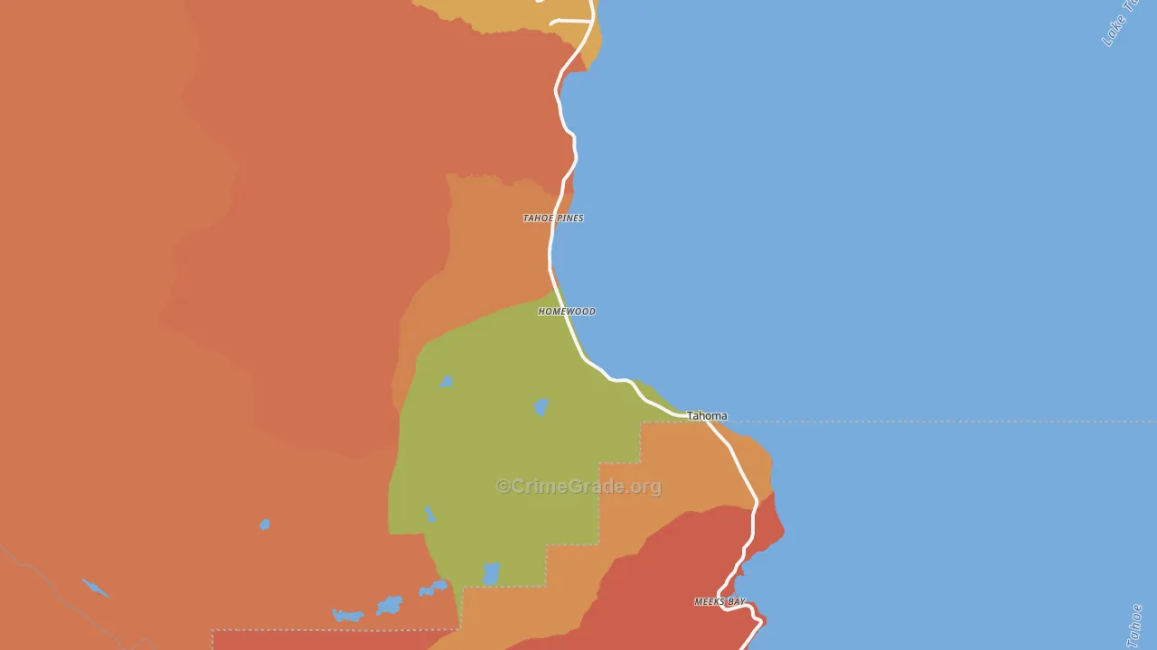 Homewood, CA Map of Theft Rates
