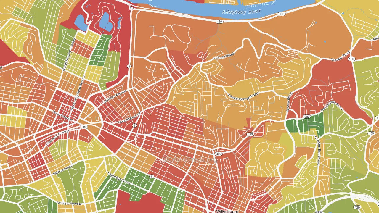 Homewood North, Pittsburgh, PA Map of Theft Rates
