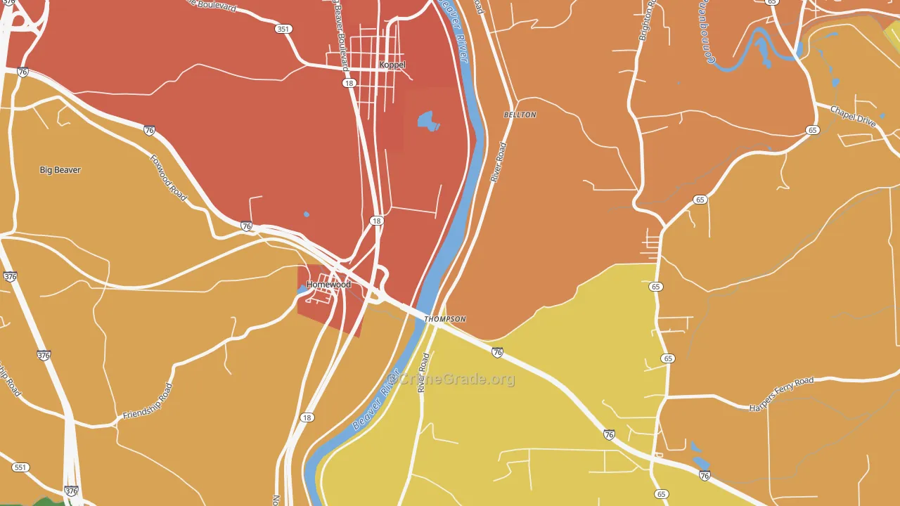 Homewood, PA Map of Theft Rates