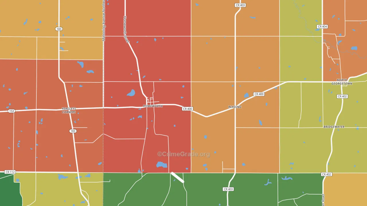 Homeworth, OH Map of Theft Rates