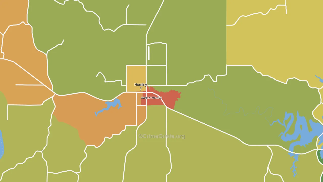 Hominy, OK Map of Theft Rates