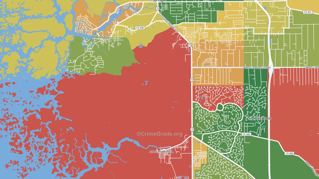 Homosassa, FL Map of Theft Rates