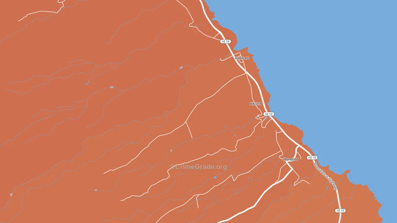 Honaunau, HI Map of Theft Rates