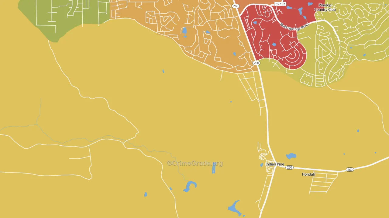 Hondah, AZ Map of Theft Rates