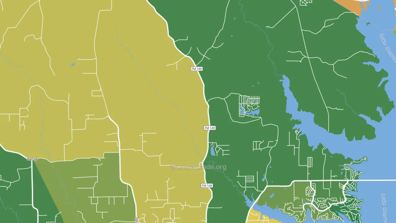 Honea, TX Map of Theft Rates
