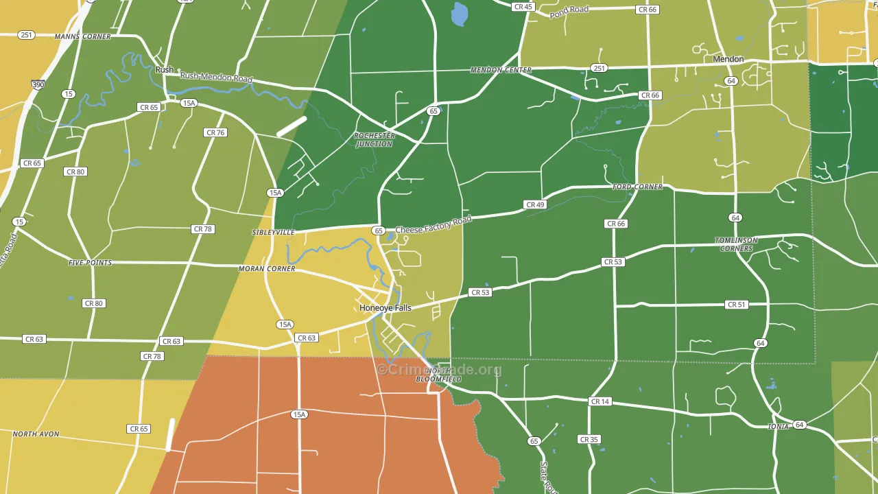 Honeoye Falls, NY Map of Theft Rates