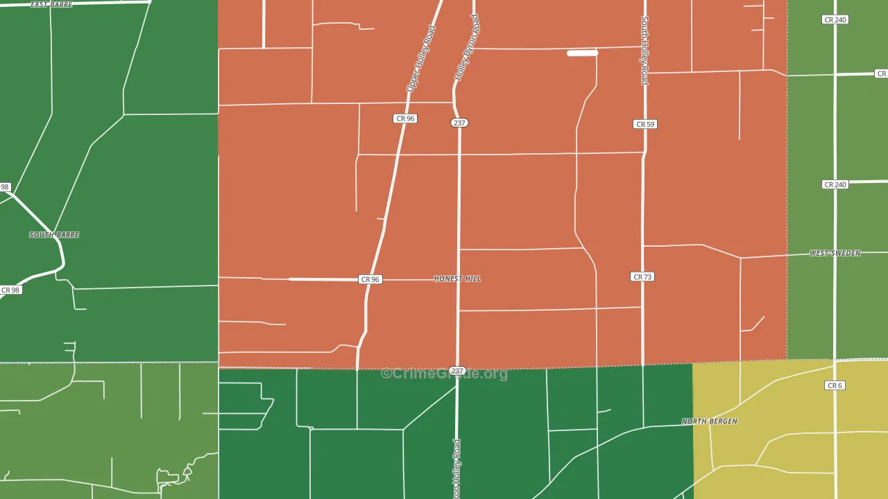 Honest Hill, NY Map of Theft Rates
