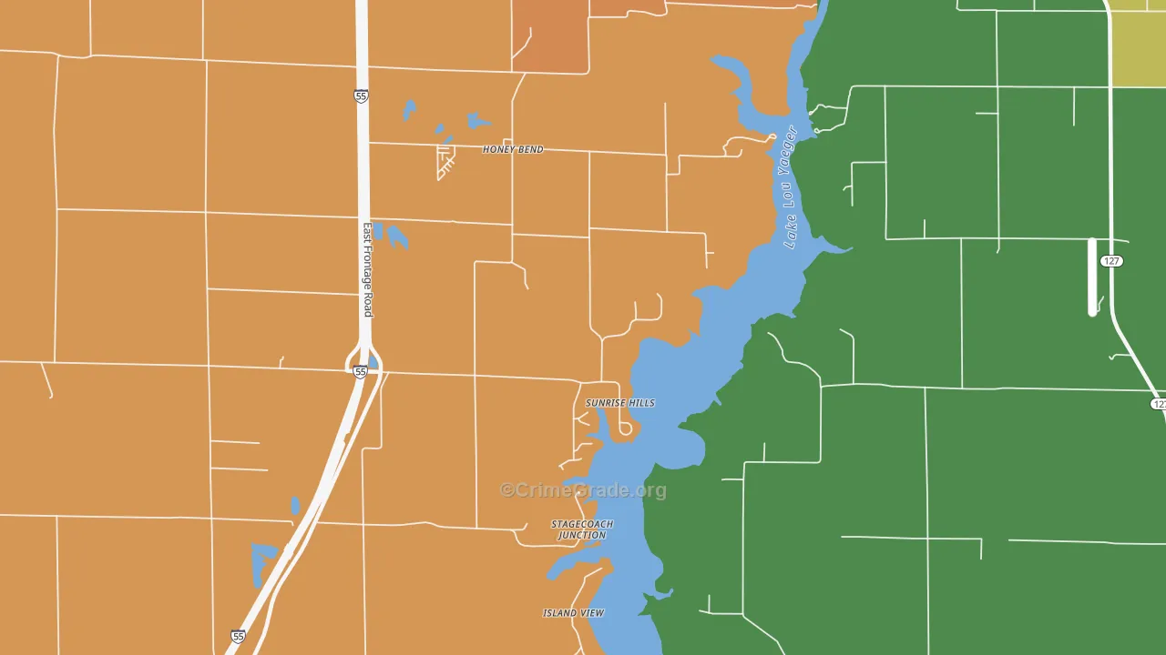 Honey Bend, IL Map of Theft Rates