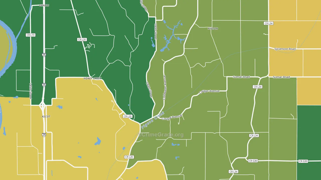 Honey Creek, IA Map of Theft Rates