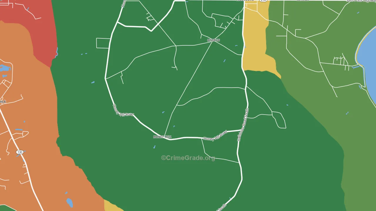 Honey Hill, NC Map of Theft Rates