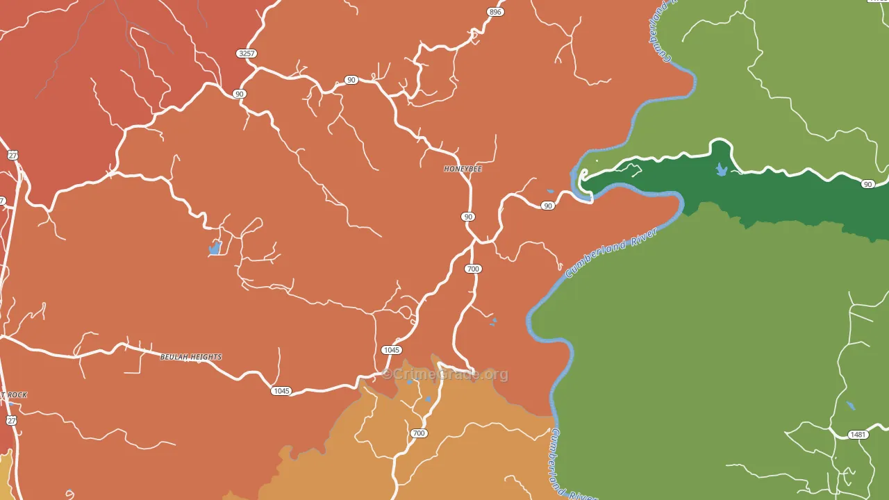Honeybee, KY Map of Theft Rates