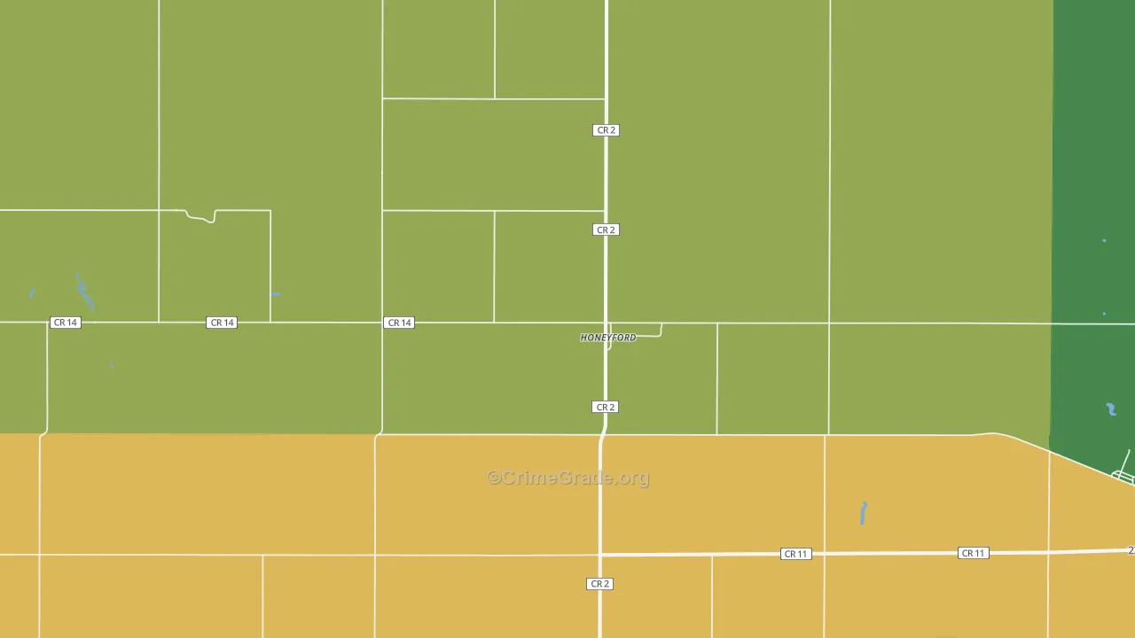 Honeyford, ND Map of Theft Rates