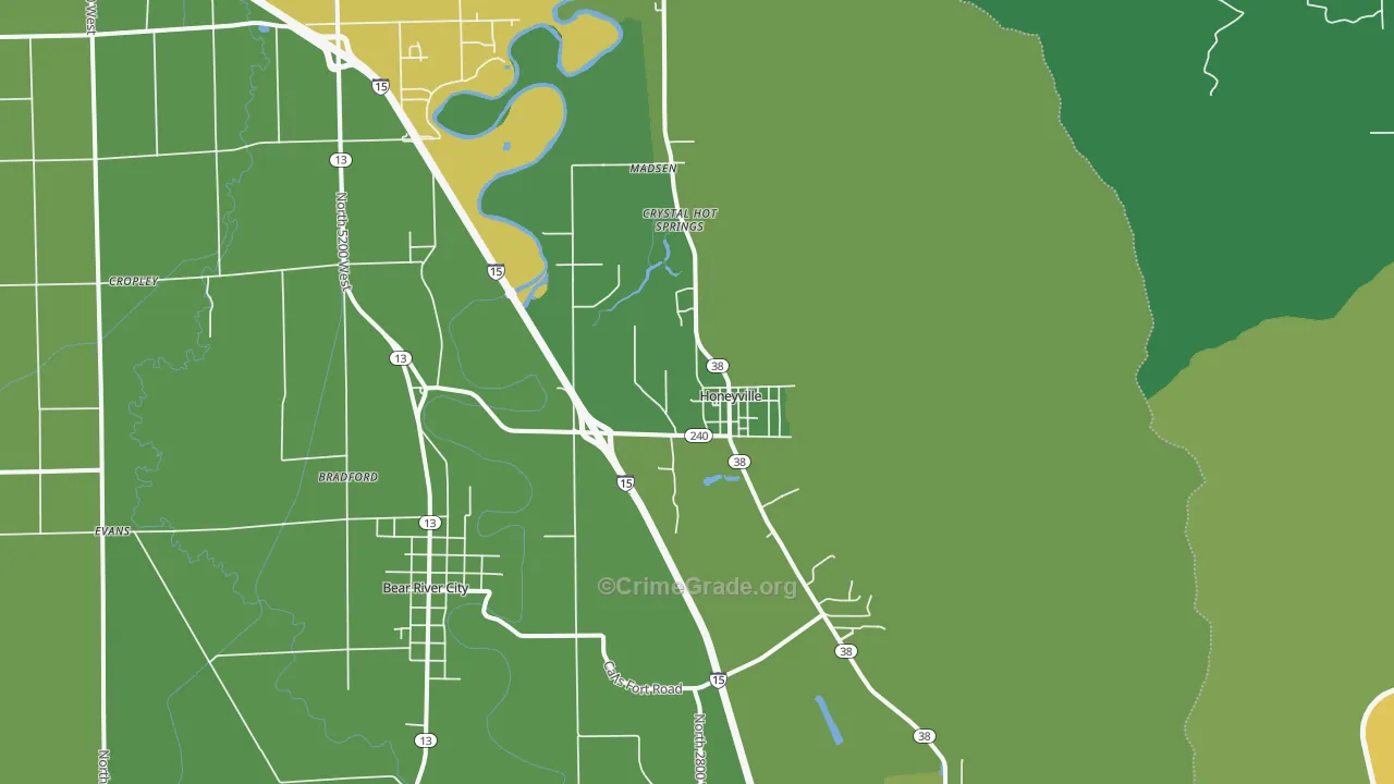 Honeyville, UT Map of Theft Rates