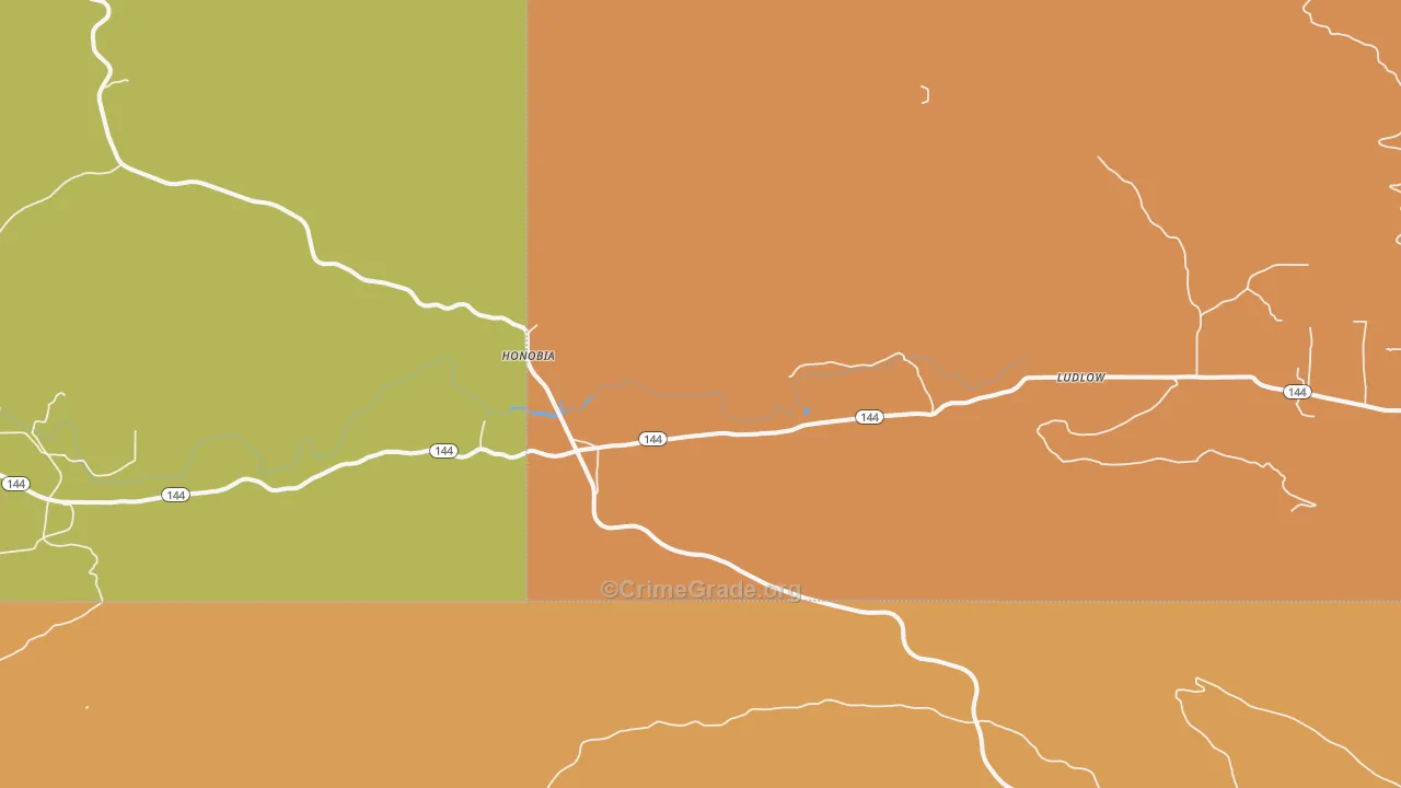 Honobia, OK Map of Theft Rates