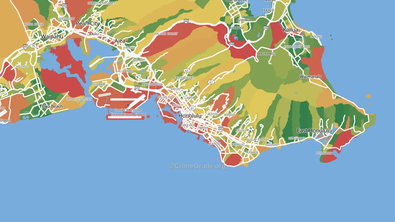 Honolulu, HI Map of Theft Rates