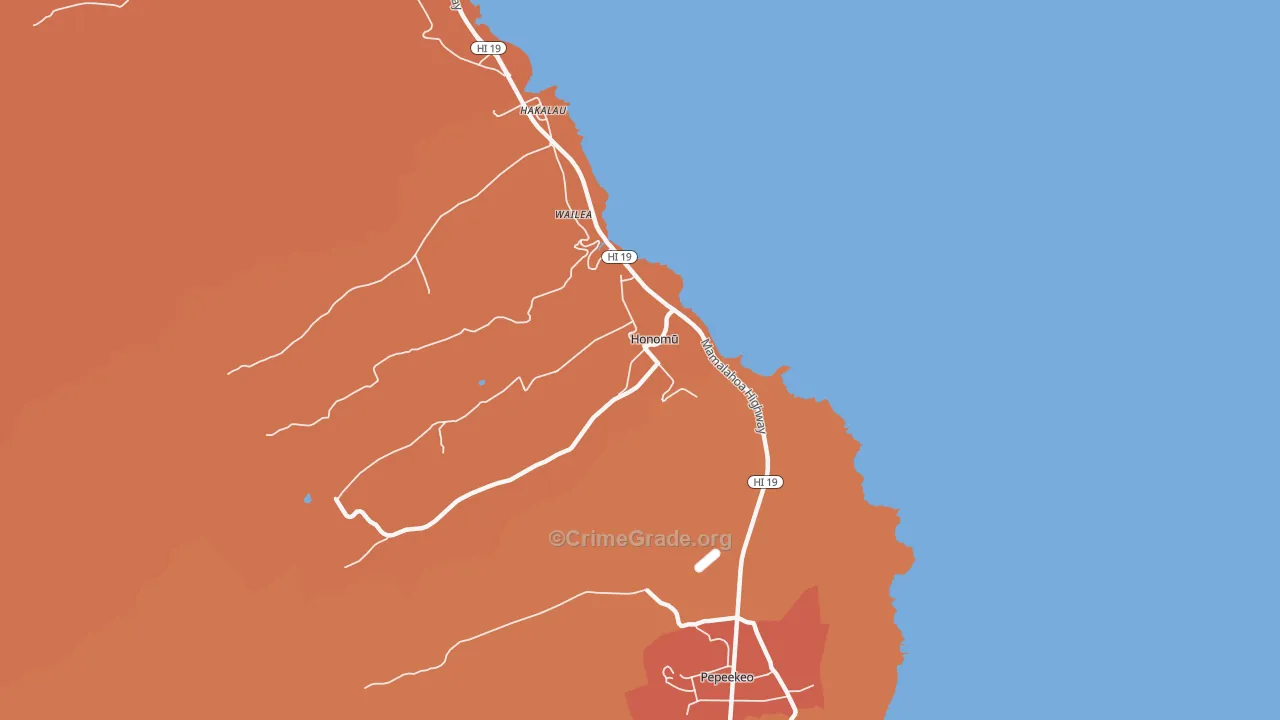 Honomu, HI Map of Theft Rates