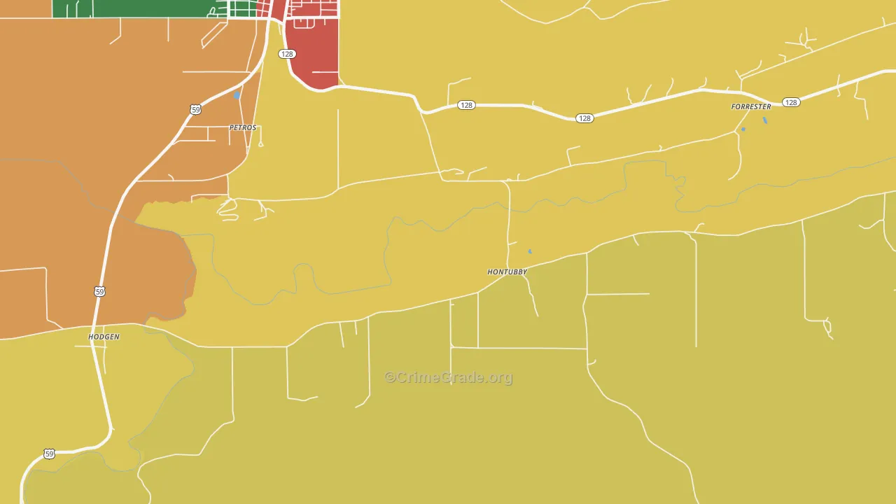 Hontubby, OK Map of Theft Rates