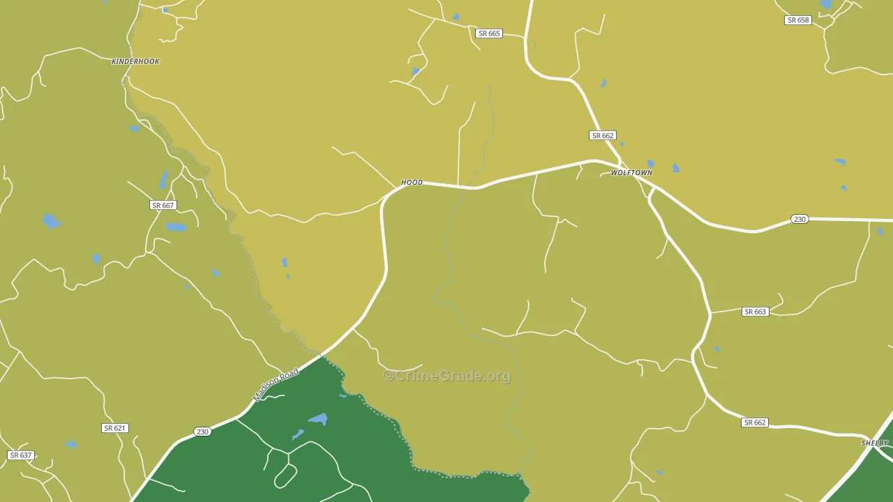 Hood, VA Map of Theft Rates