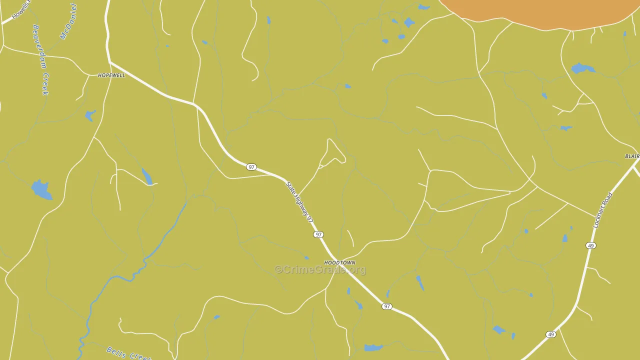 Hoodtown, SC Map of Theft Rates