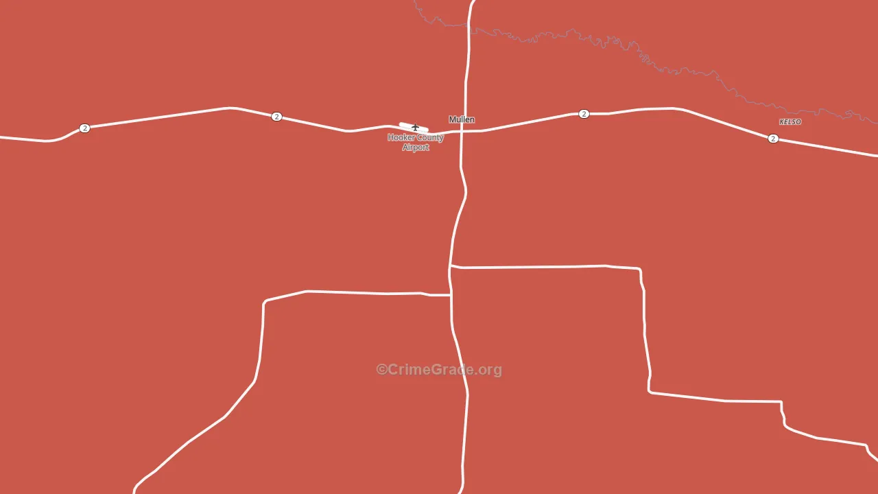 Hooker County, NE Map of Theft Rates