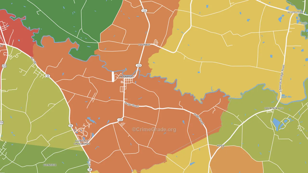 Hookerton, NC Map of Theft Rates