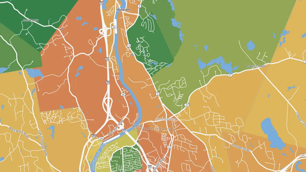 Hooksett, NH Map of Theft Rates