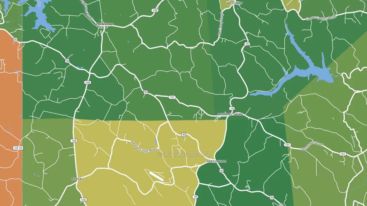 Hookstown, PA Map of Theft Rates