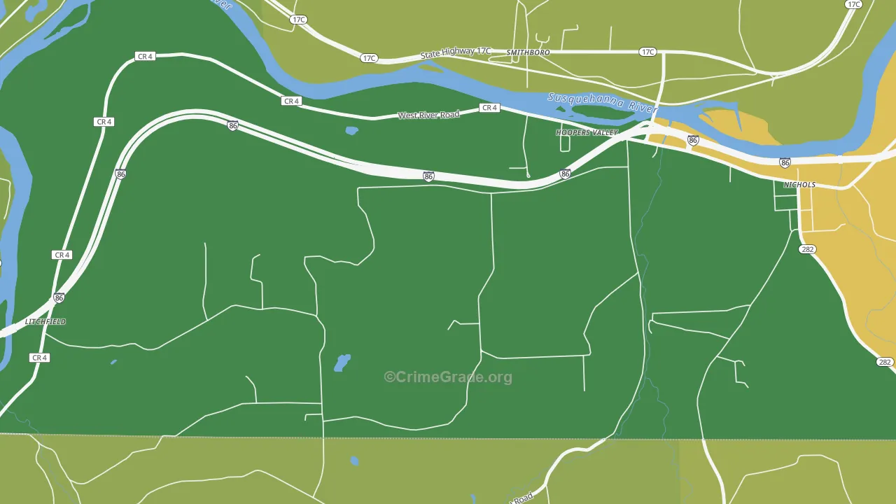 Hoopers Valley, NY Map of Theft Rates