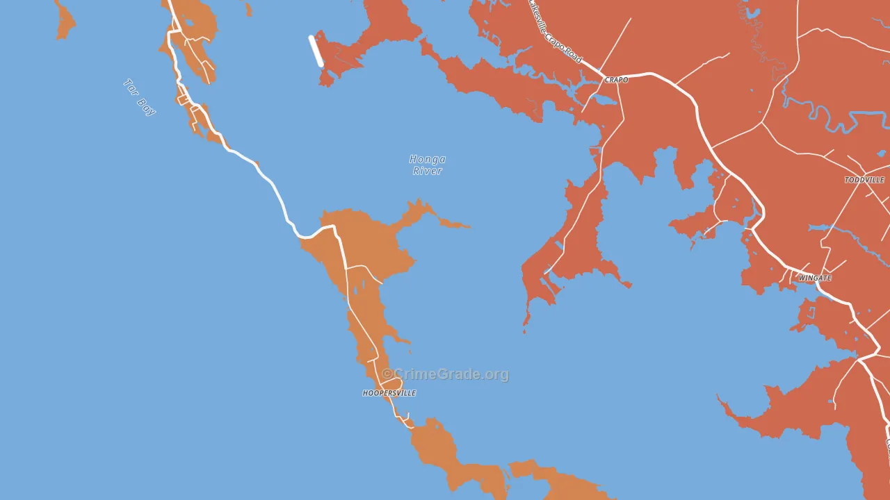 Hoopersville, MD Map of Theft Rates