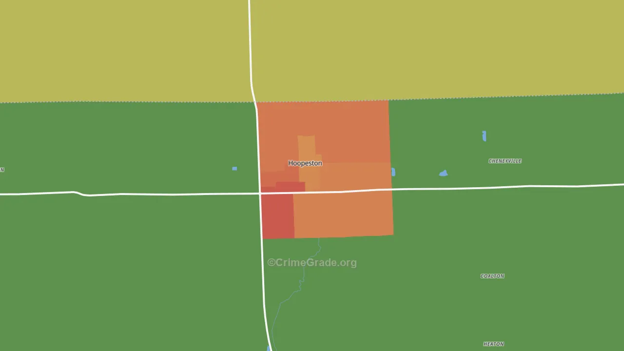 Hoopeston, IL Map of Theft Rates