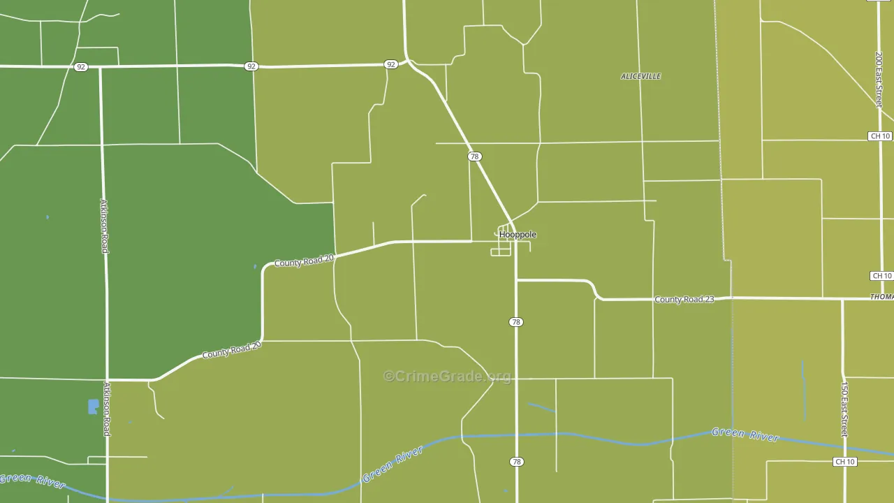 Hooppole, IL Map of Theft Rates