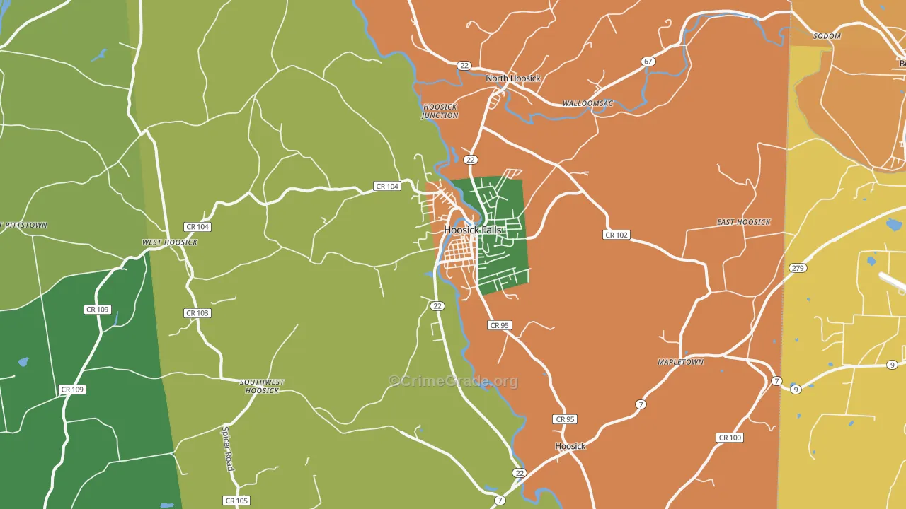 Hoosick Falls, NY Map of Theft Rates