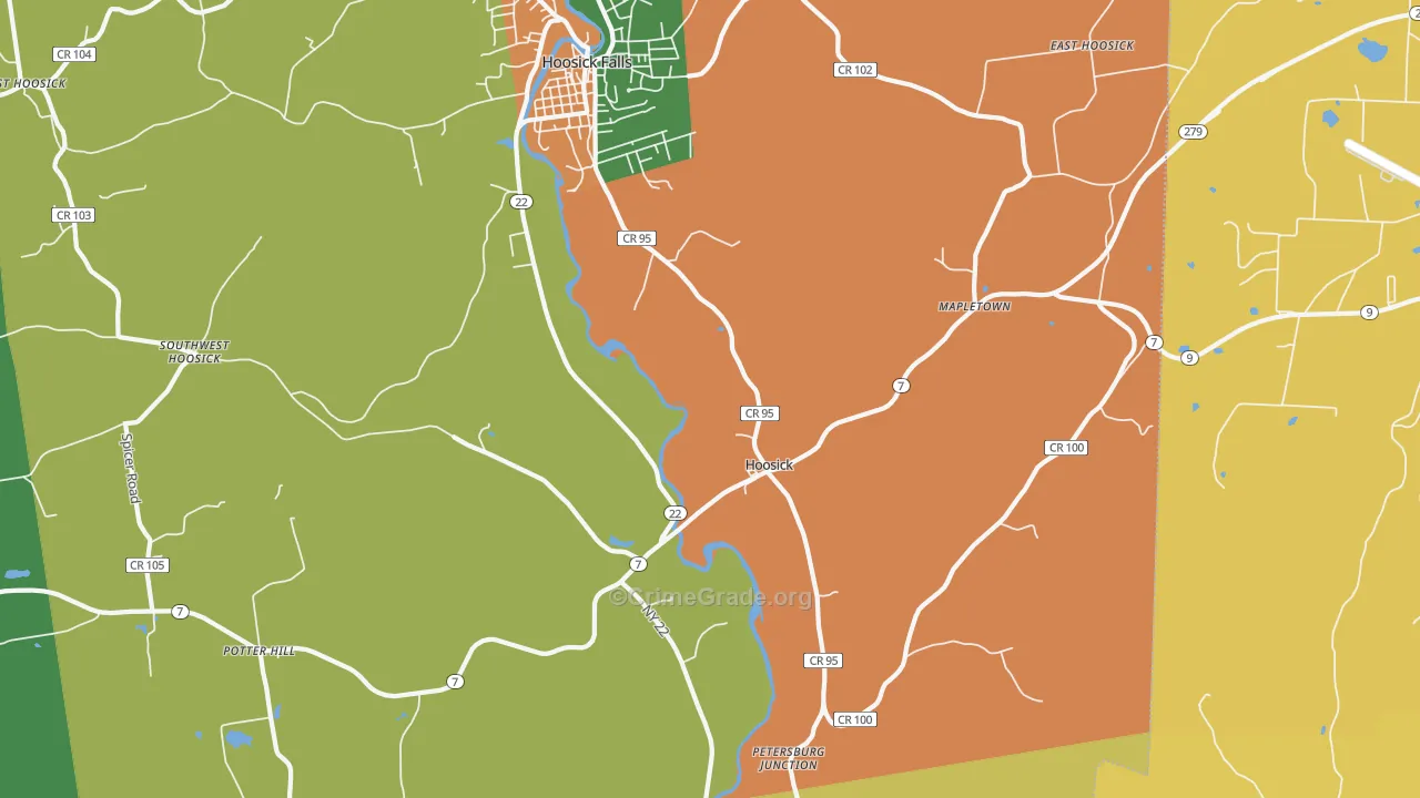 Hoosick, NY Map of Theft Rates