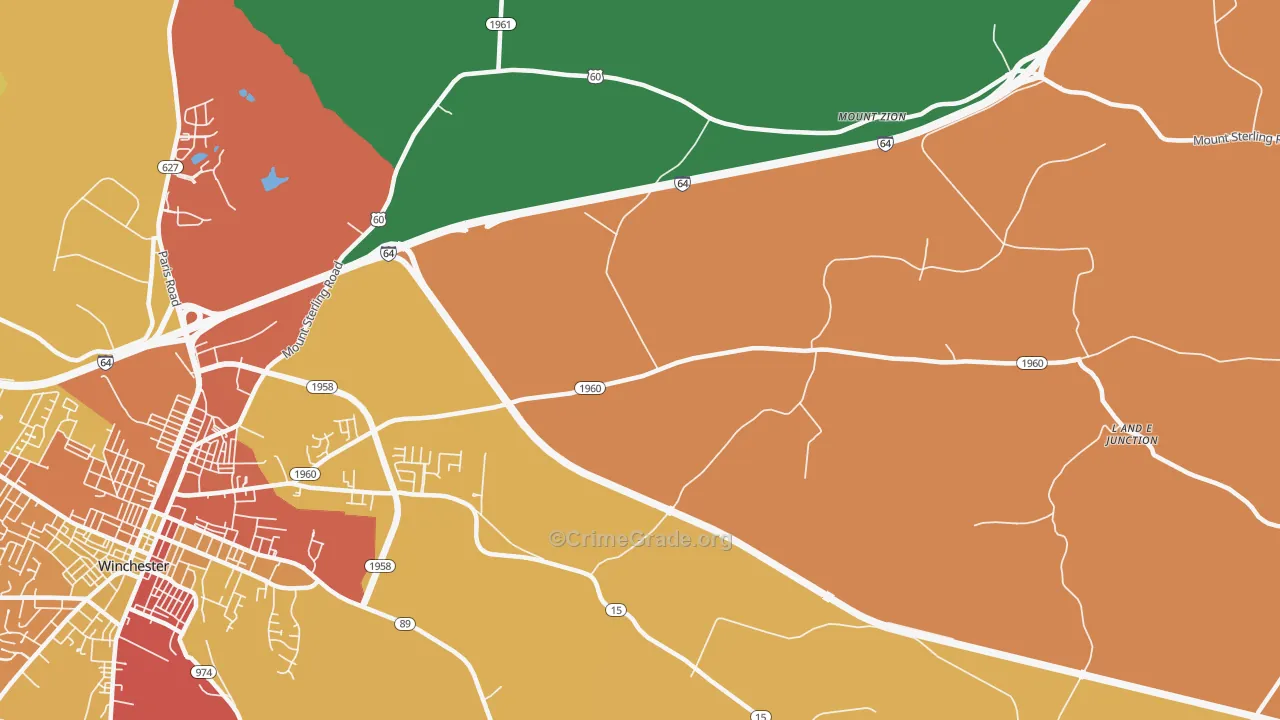 Hootentown, KY Map of Theft Rates