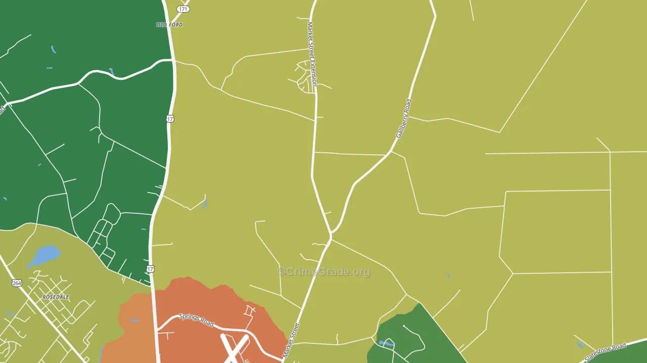 Hootentown, NC Map of Theft Rates
