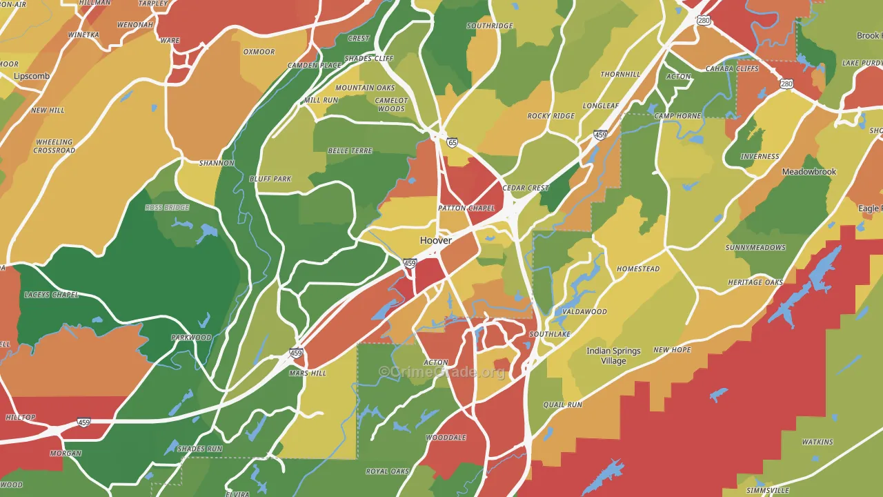 Hoover, AL Map of Theft Rates