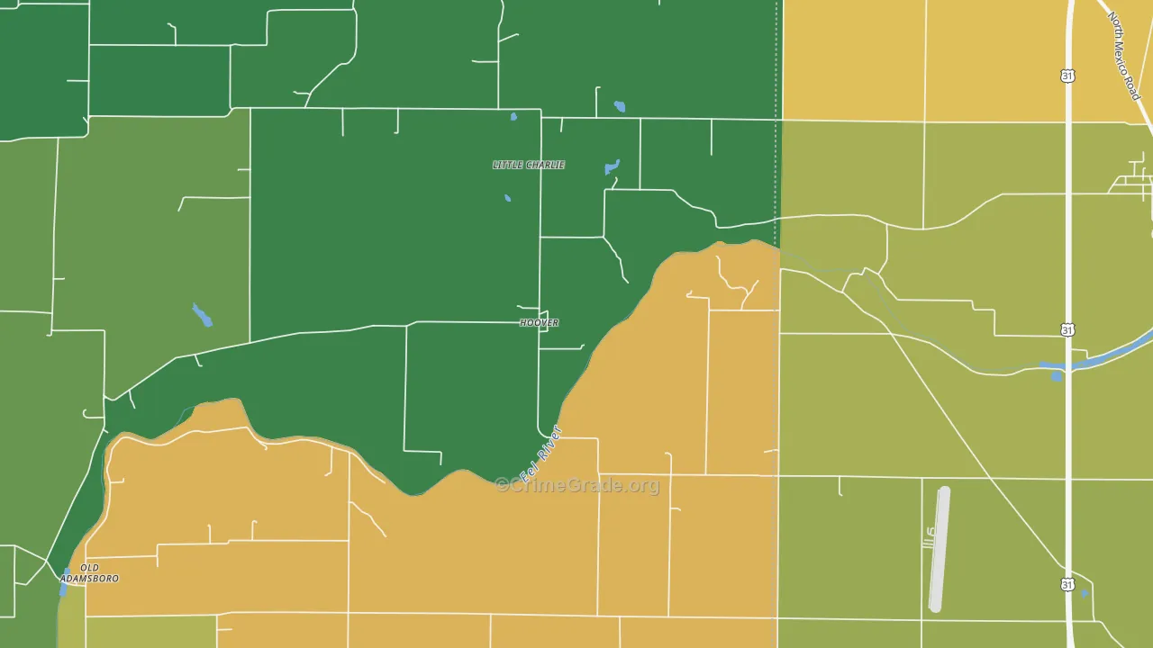 Hoover, IN Map of Theft Rates