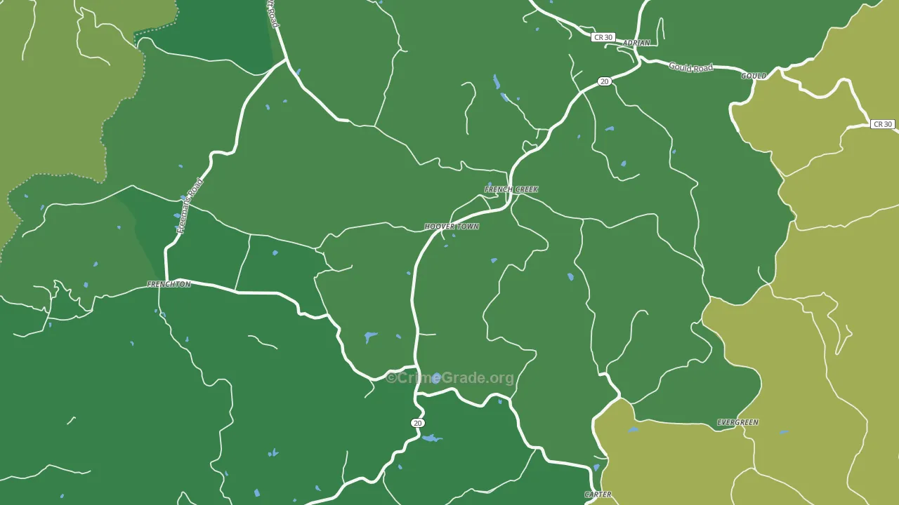 Hoover Town, WV Map of Theft Rates