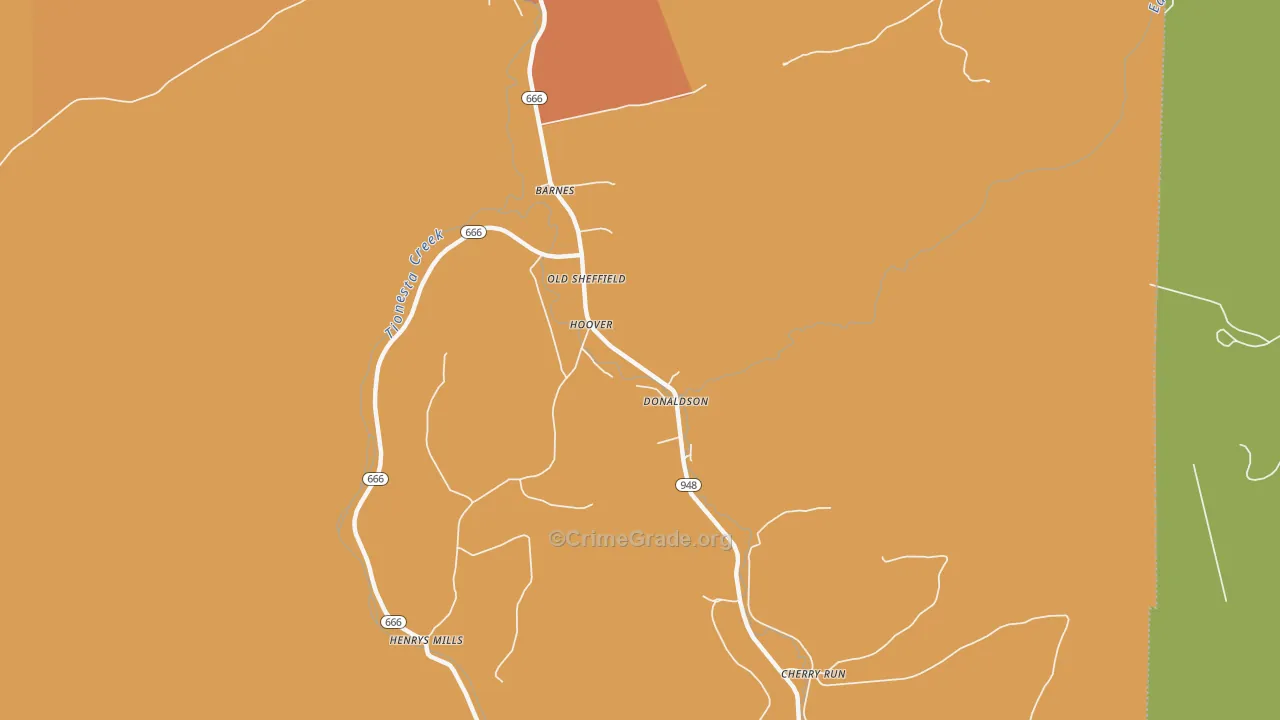 Hoovers, PA Map of Theft Rates