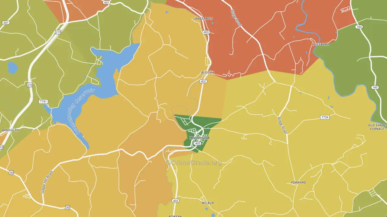 Hooversville, PA Map of Theft Rates