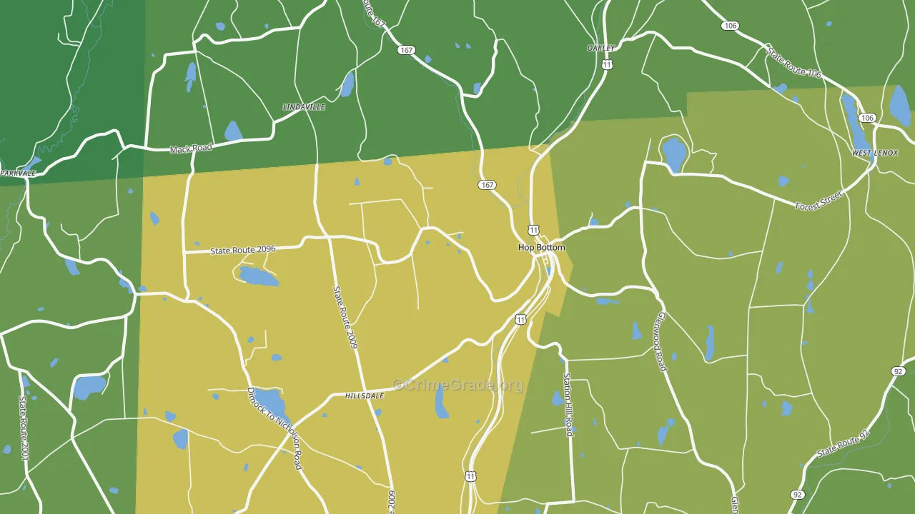 Hop Bottom, PA Map of Theft Rates