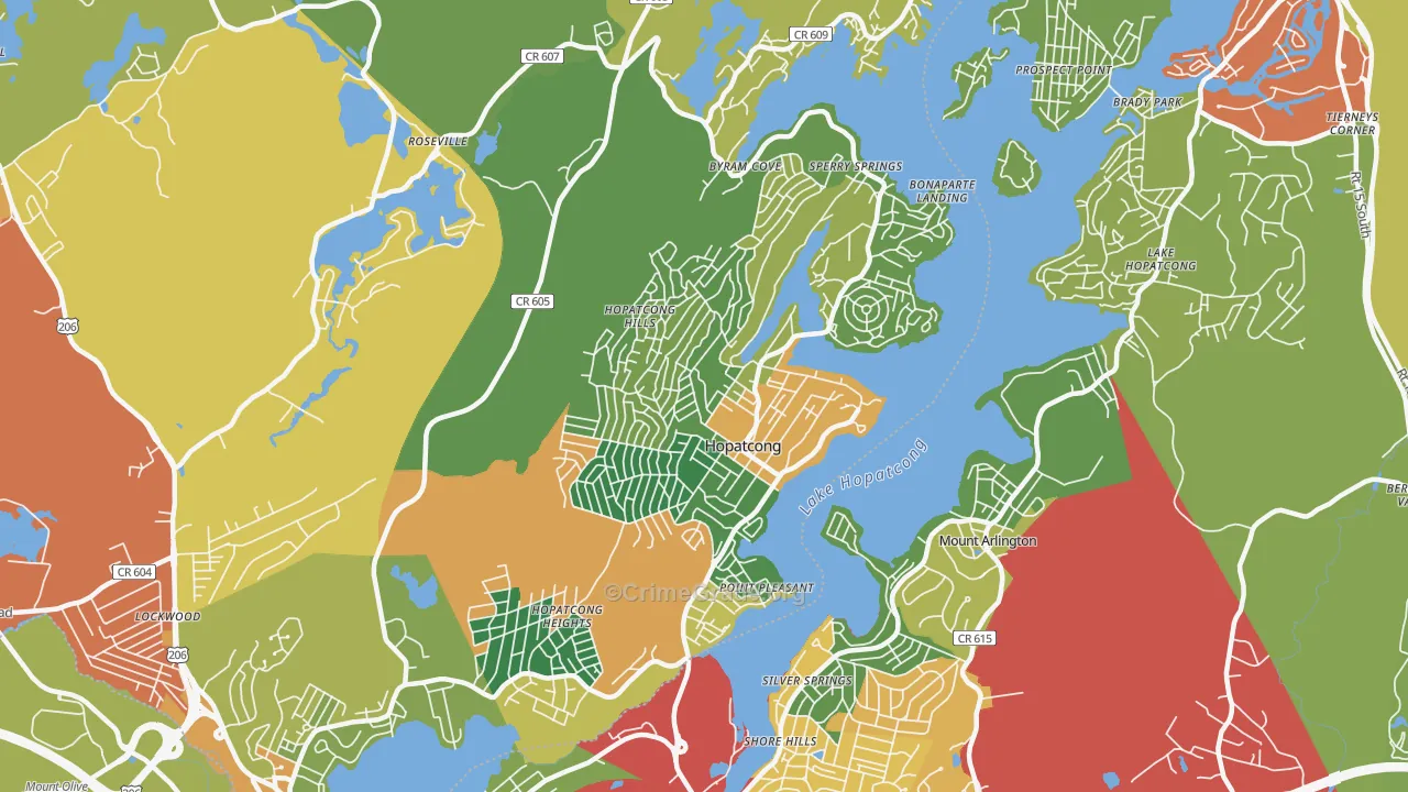 Hopatcong, NJ Map of Theft Rates