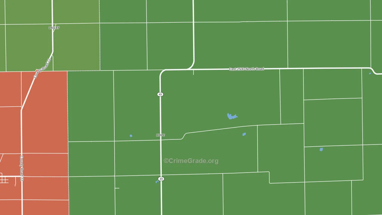 Hope, IL Map of Theft Rates