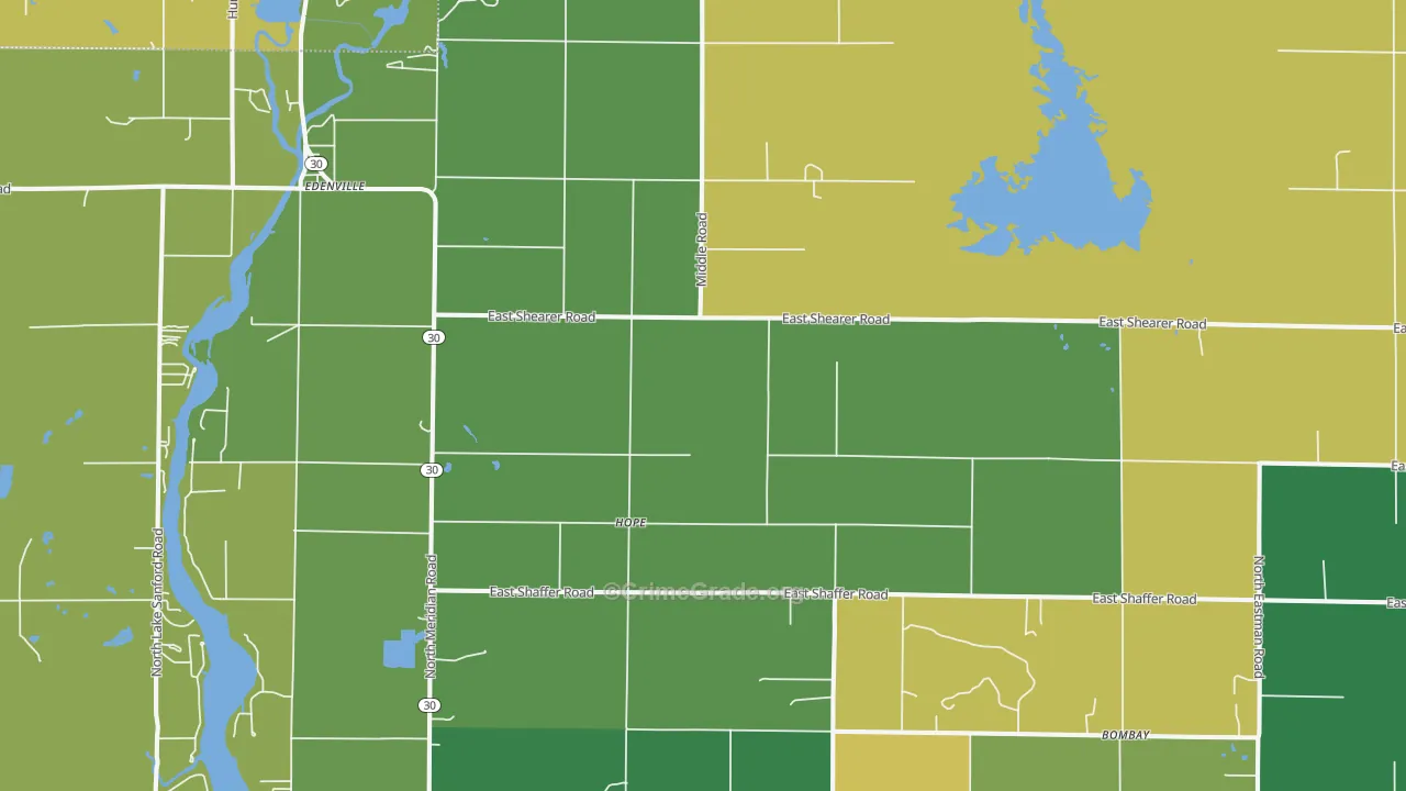 Hope, MI Map of Theft Rates