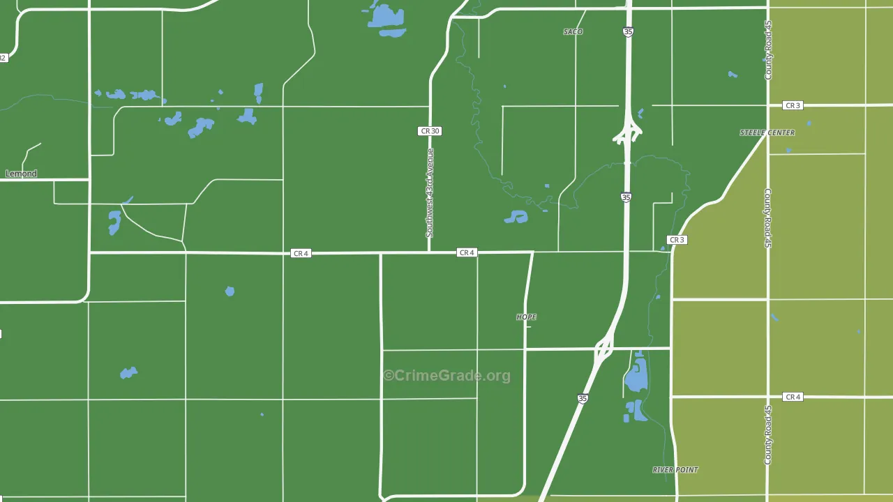 Hope, MN Map of Theft Rates