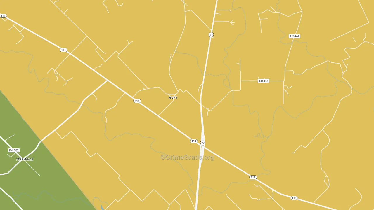 Hope, TX Map of Theft Rates