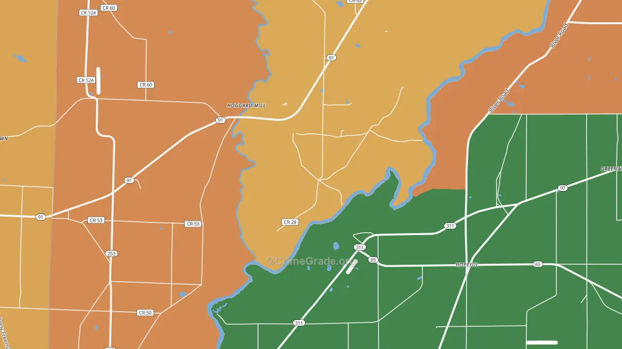 Hopeful, GA Map of Theft Rates