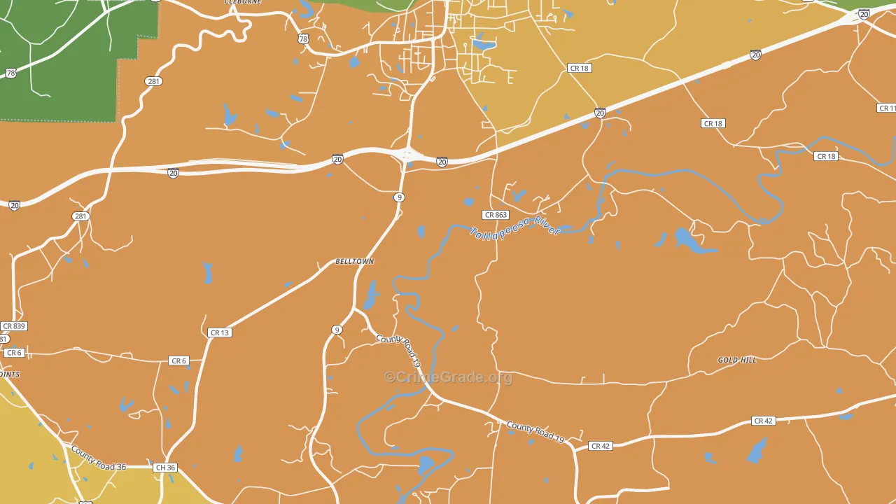 Hopewell, AL Map of Theft Rates
