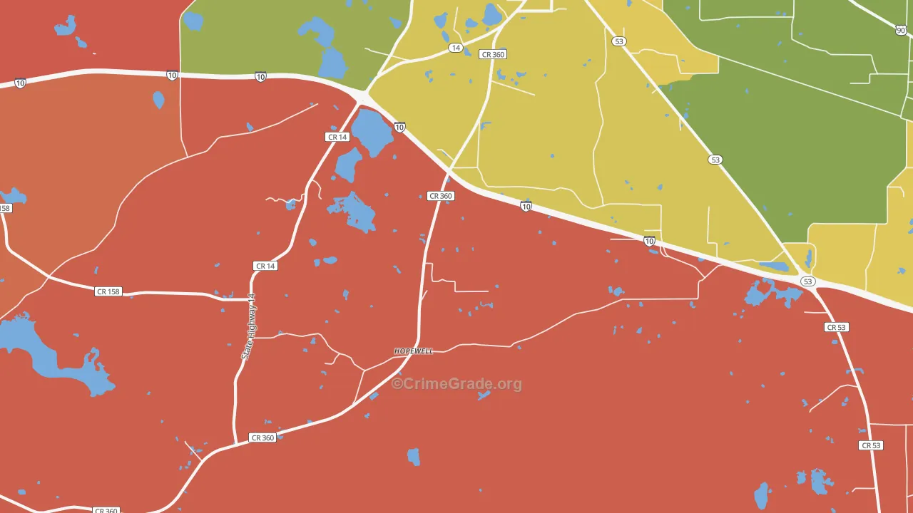 Hopewell, FL Map of Theft Rates