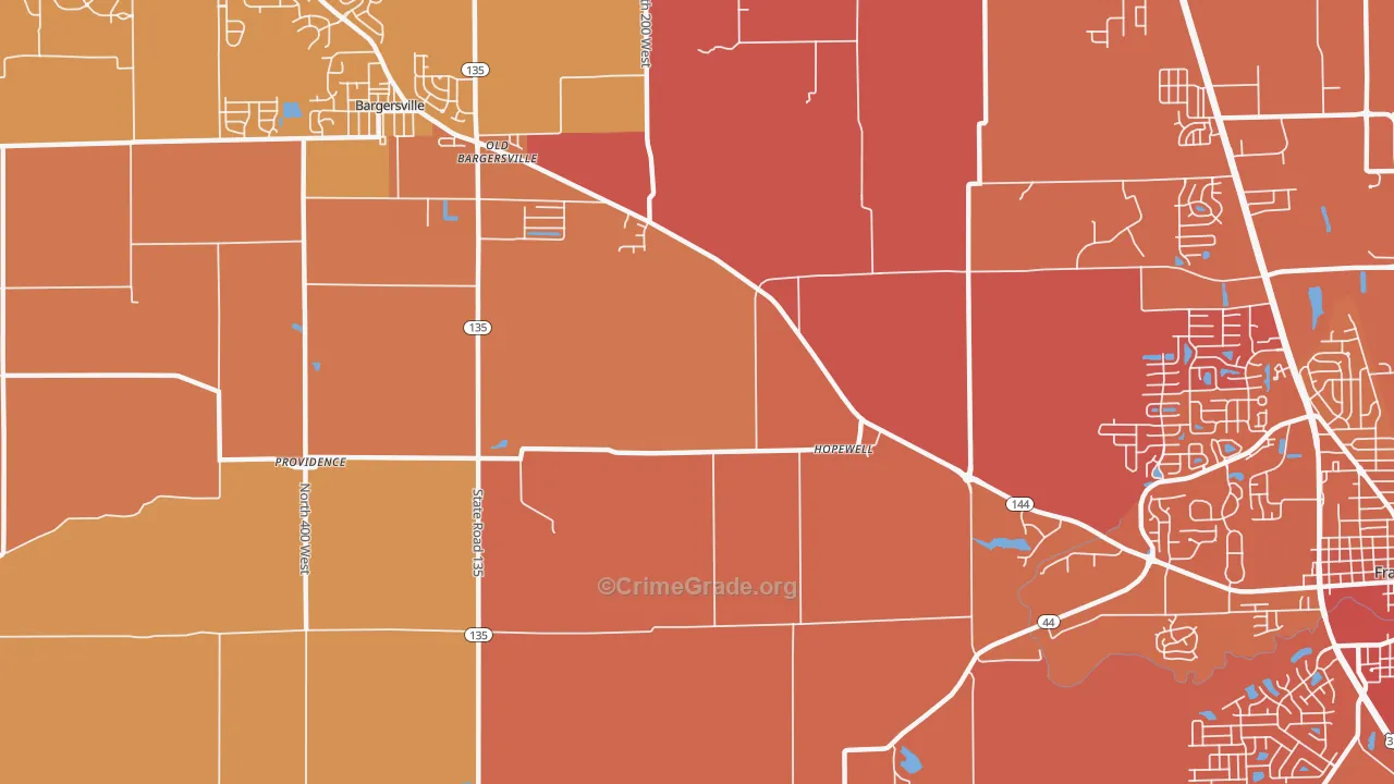 Hopewell, IN Map of Theft Rates